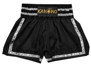Kanong Muay Thai Kick-box Trenky Šortky  : KNS-140-Černá-Stříbrný
